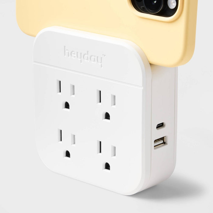 4 Outlet Wall Tap with USB White - Heyday