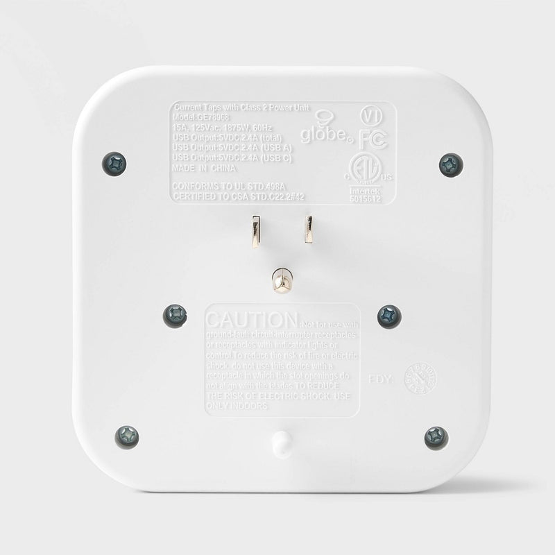 4 Outlet Wall Tap with USB White - Heyday