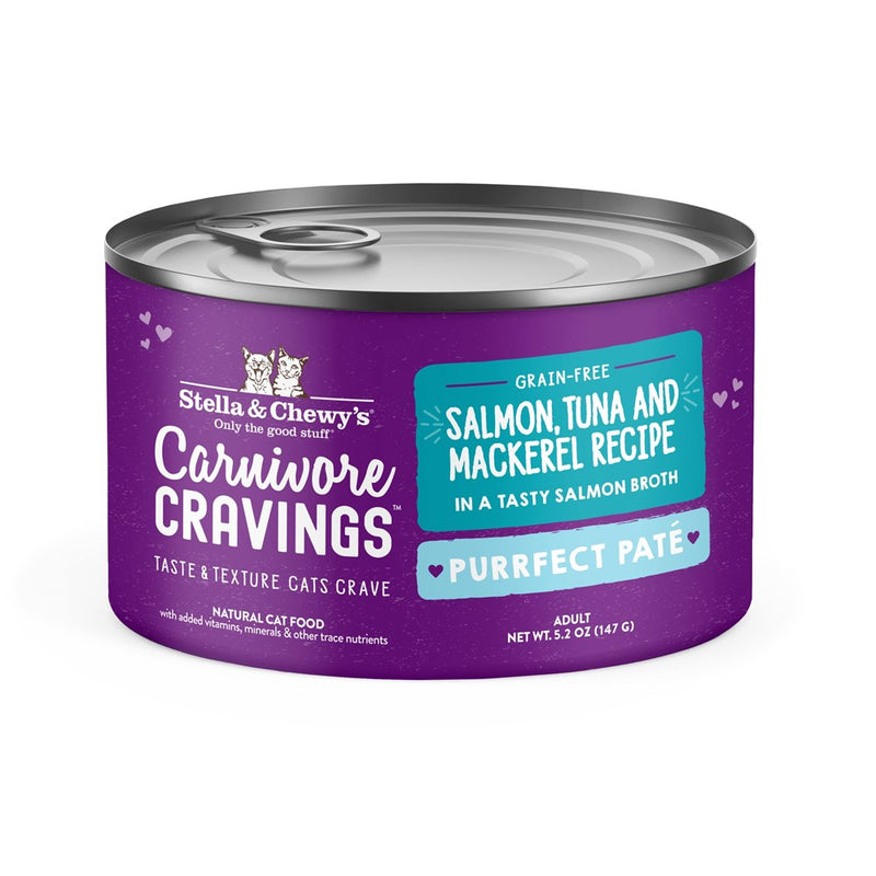 Stella & Chewy’S Carnivore Cravings Purrfect Pate Cans – Grain Free, Protein Rich Wet Cat Food – Salmon, Tuna & Mackerel Recipe – (5.2 Ounce Cans, Case Of 8).