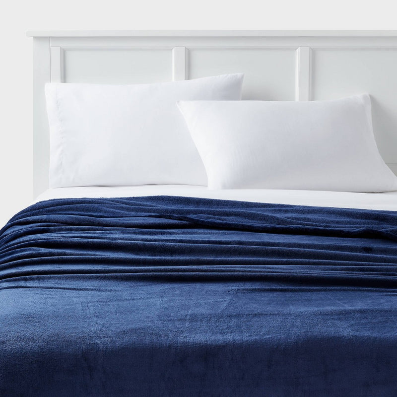 Twin/Twin XL Blanket Navy - Room Essentials: Lightweight Knitted, Recycled Polyester, Machine Washable