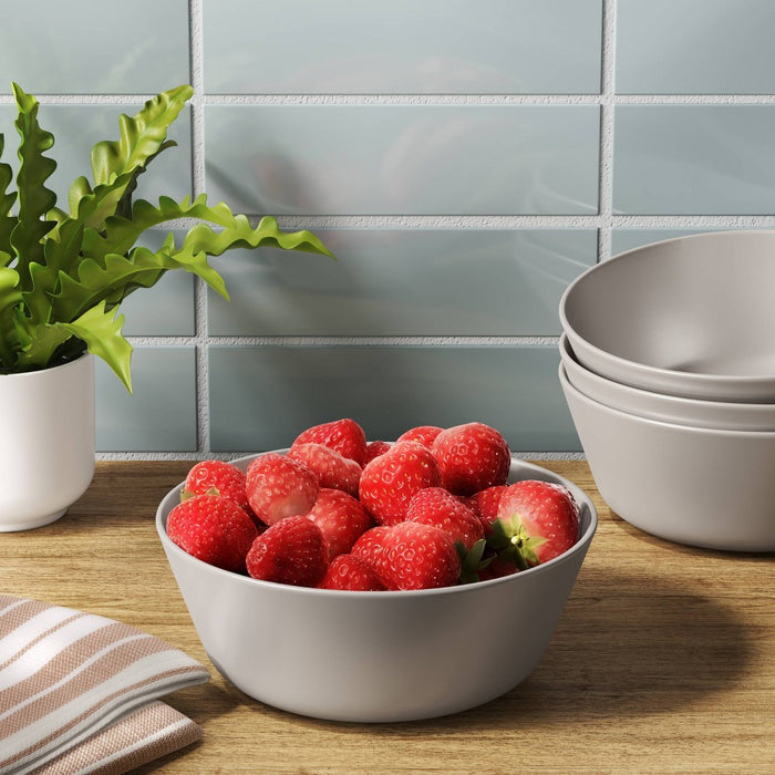 33.5 fl oz Plastic Cereal Bowl Light Gray - Room Essentials