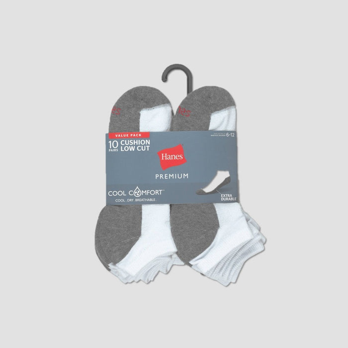 Hanes Premium Men's Big & Tall Low Cut Socks 10pk - White 12-14