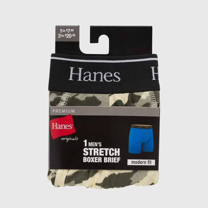 Hanes Originals Premium Men's Camo Print Boxer Briefs - Green/Brown XL