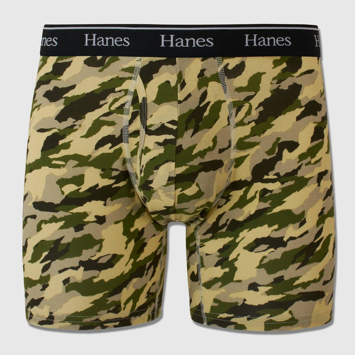 Hanes Originals Premium Men's Camo Print Boxer Briefs - Green/Brown XL