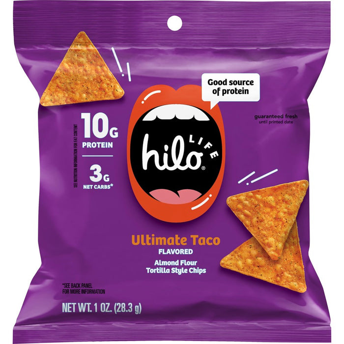 Hilo Life Low Carb Keto Friendly Tortilla Chip Snack Bags, Ultimate Taco, 1 Ounce (Pack Of 12)