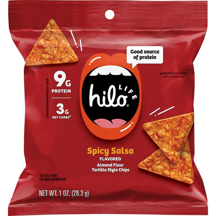 Hilo Life Low Carb Keto Friendly Tortilla Chip Snack Bags, Spicy Salsa, 1 Ounce (Pack Of 12)