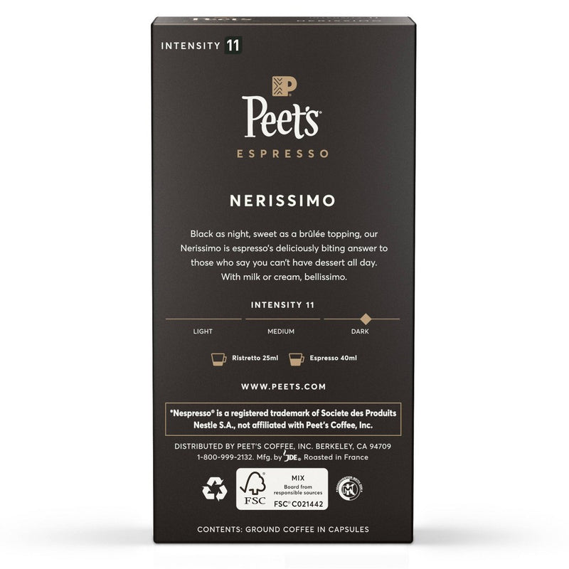 Peet's Espresso Nerissimo Dark Roast Aluminum Capsules - 10ct/1.87oz