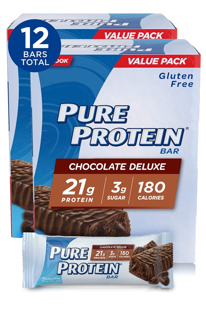 Pure Protein Bars, High Protein, Nutritious Snacks To Support Energy, Low Sugar, Gluten Free, Chocolate Deluxe, 6 Count (Pack Of 2)