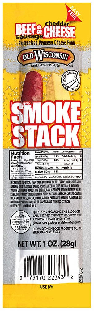 Old Wisconsin Cheese, Beef Stick And Cheddar, 1-Ounce (Pack Of 18)