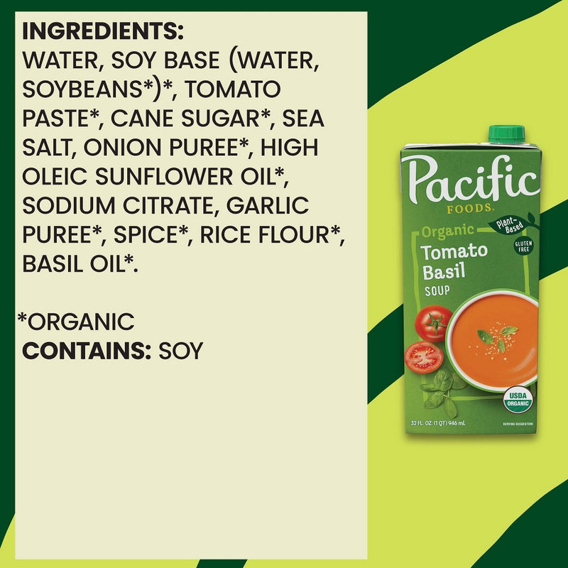Pacific Foods Plant Based Organic Gluten Free Vegan Tomato Basil Soup - 32oz