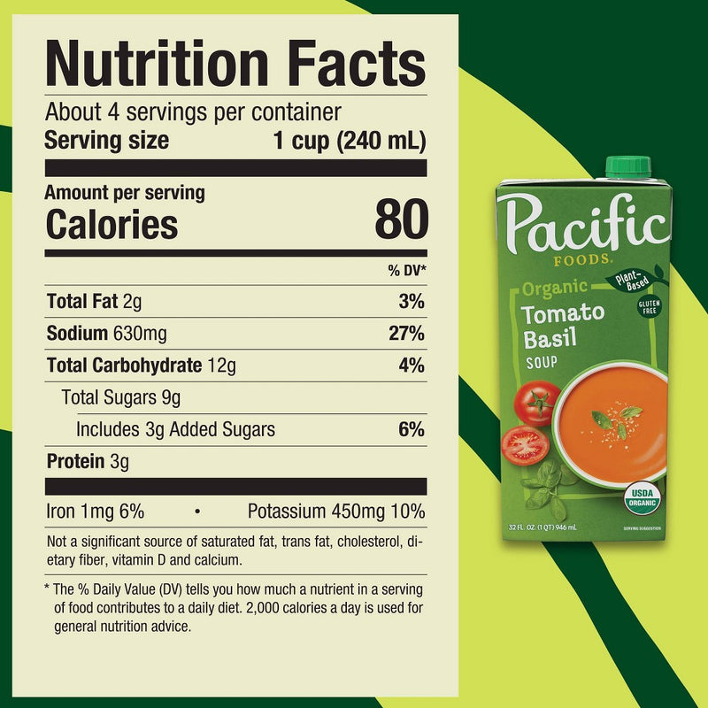 Pacific Foods Plant Based Organic Gluten Free Vegan Tomato Basil Soup - 32oz