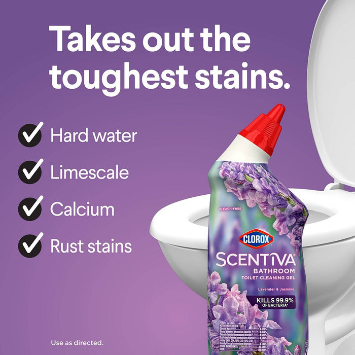 Clorox Scentiva Toilet Cleaning Gel Bleach Free - Tuscan Lavender & Jasmine - 24 fl oz