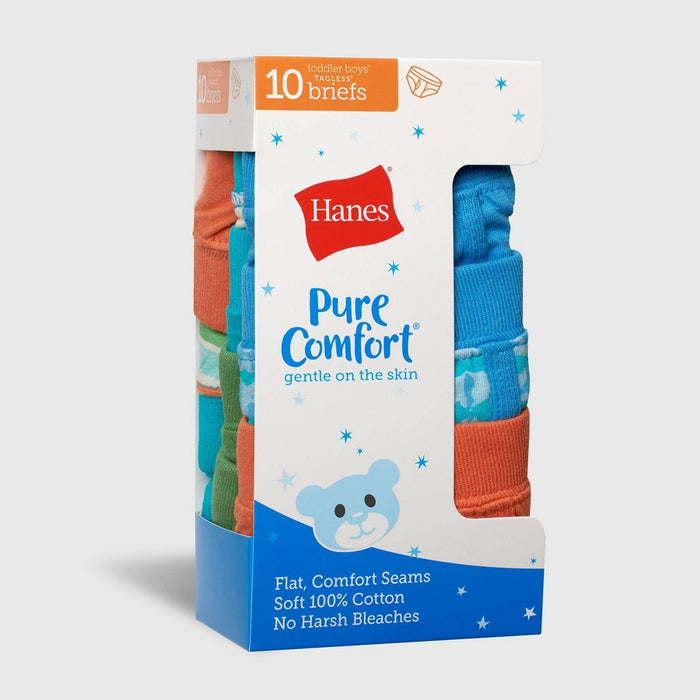 Hanes Toddler Boys' 10pk Pure Comfort Briefs - Colors May Vary 4T