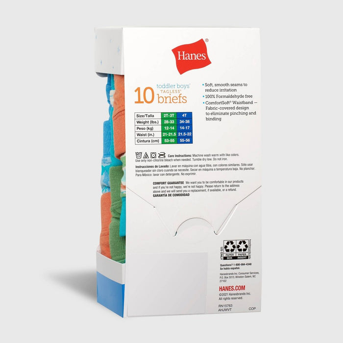 Hanes Toddler Boys' 10pk Pure Comfort Briefs - Colors May Vary 4T