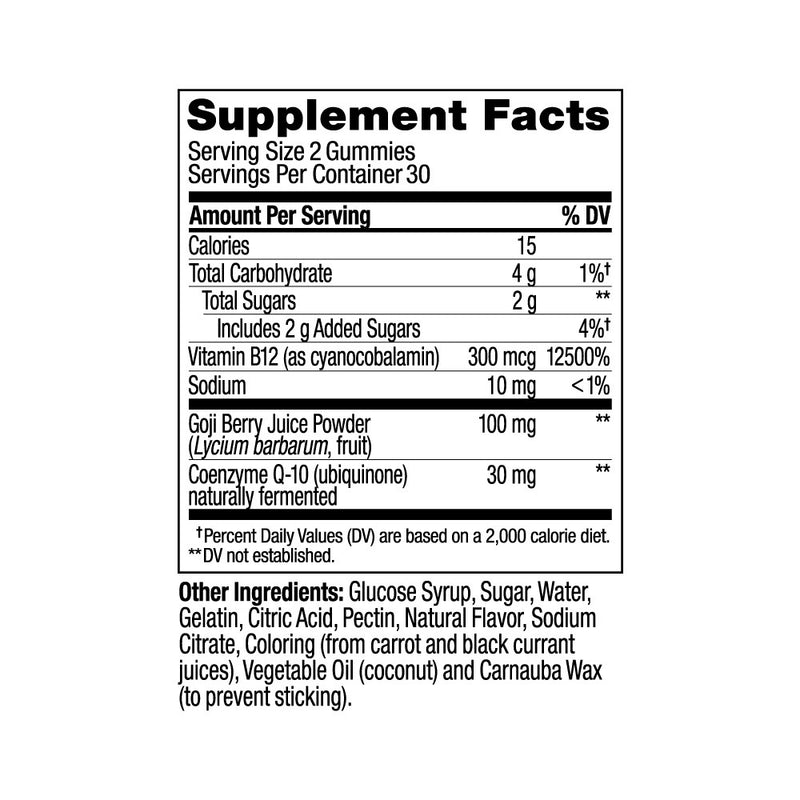 OLLY Daily Energy Caffeine-Free Gummies with Vitamin B12, CoQ10 & Goji Berry - Tropical Passion - 60ct