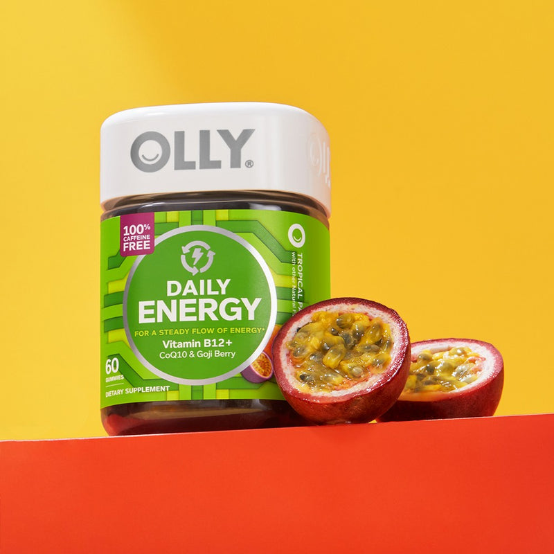 OLLY Daily Energy Caffeine-Free Gummies with Vitamin B12, CoQ10 & Goji Berry - Tropical Passion - 60ct