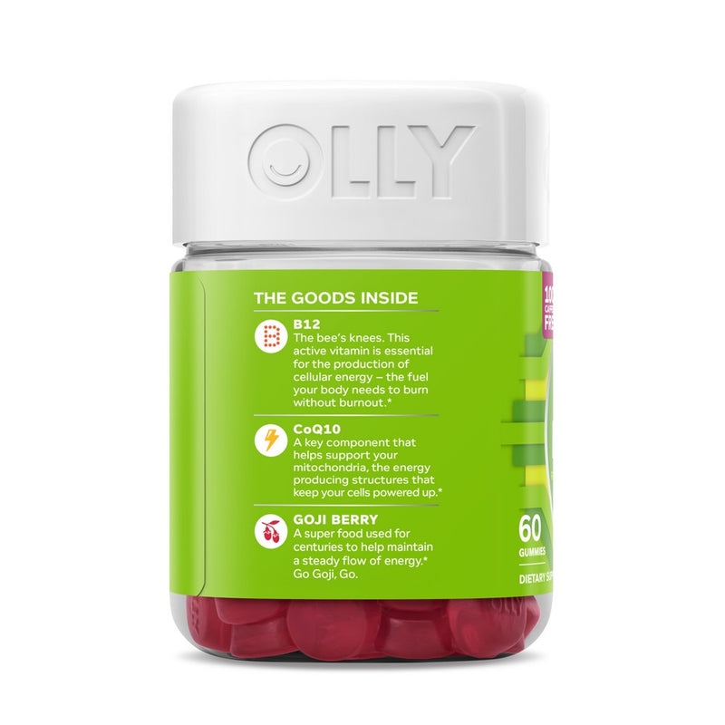 OLLY Daily Energy Caffeine-Free Gummies with Vitamin B12, CoQ10 & Goji Berry - Tropical Passion - 60ct