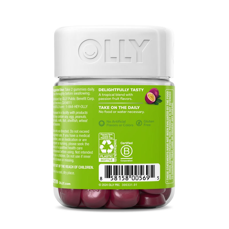 OLLY Daily Energy Caffeine-Free Gummies with Vitamin B12, CoQ10 & Goji Berry - Tropical Passion - 60ct
