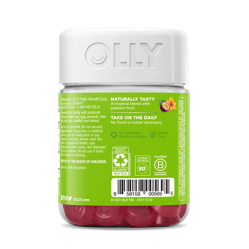OLLY Daily Energy Caffeine-Free Gummies with Vitamin B12, CoQ10 & Goji Berry - Tropical Passion - 60ct