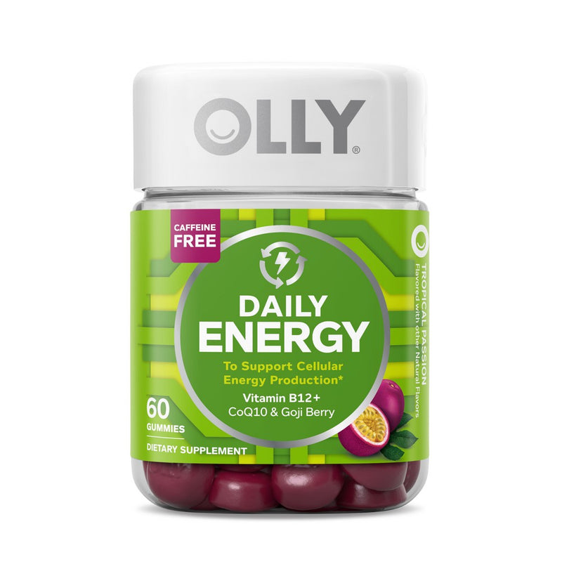 OLLY Daily Energy Caffeine-Free Gummies with Vitamin B12, CoQ10 & Goji Berry - Tropical Passion - 60ct