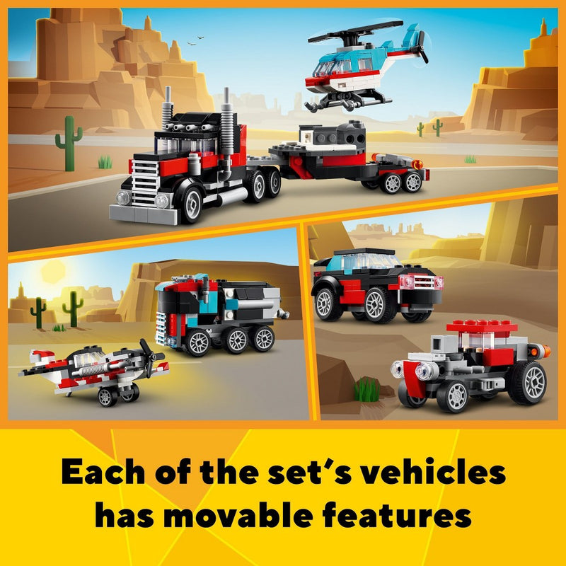 LEGO Creator 3 in 1 Flatbed Truck with Helicopter Toy 31146