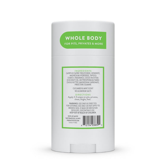 Native Whole Body Deodorant Stick - Cucumber & Mint - Aluminum Free - 2.3oz