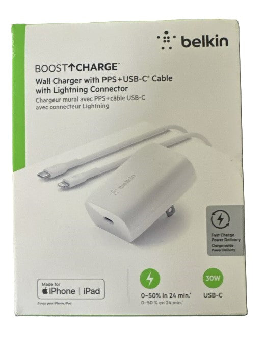 Belkin BoostCharge PD 30W PPS USB-C 3.0 Wall Charger USB-C Cable
