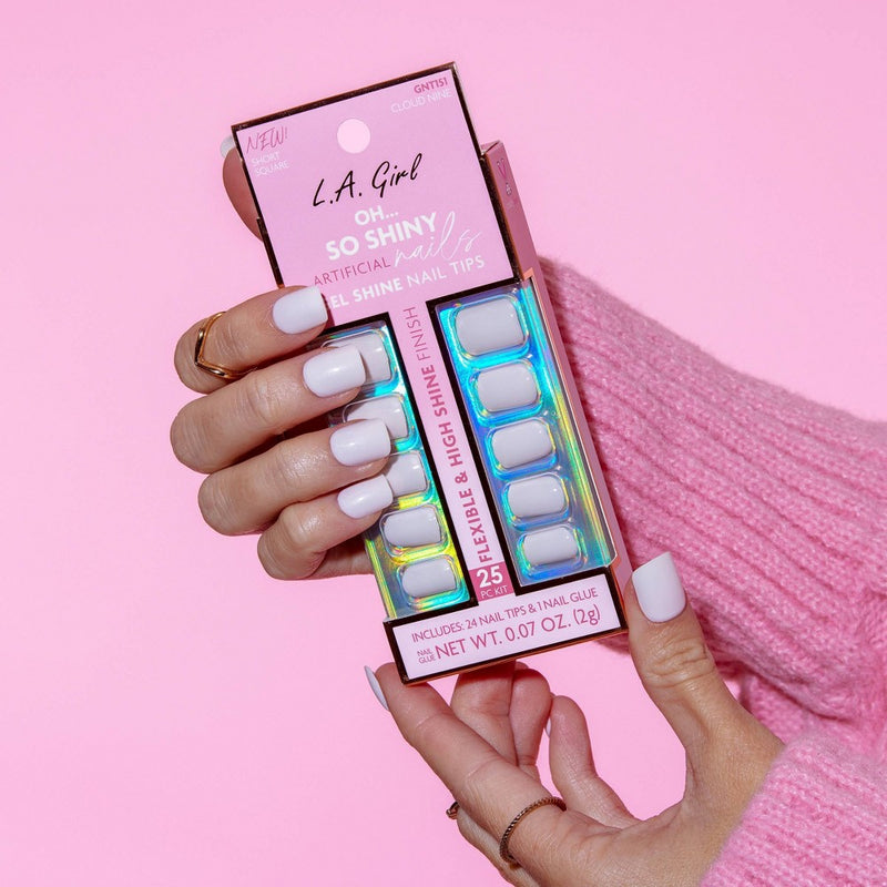 L.A. Girl Artificial Nail Tips- Oh So Shiny - Cloud Nine - 25ct