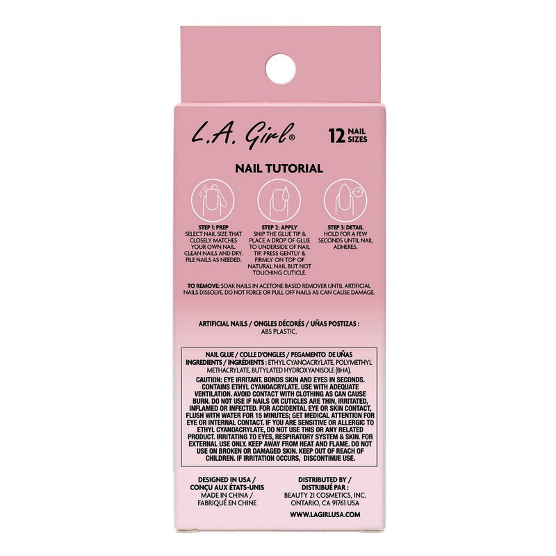 L.A. Girl Artificial Nail Tips- Oh So Shiny - Cloud Nine - 25ct