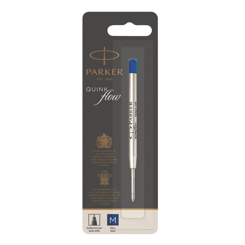 PARKER Quinkflow Ballpoint Pen Ink Refill, Medium Tip, Blue, 1 Count