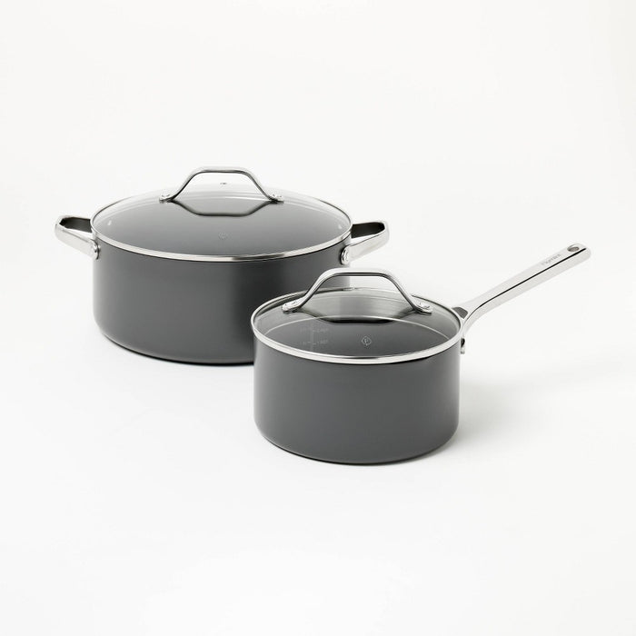 7pc Nonstick Hard Anodized Aluminum Cookware Set Dark Gray - Figmint (LOCAL PICKUP ONLY)