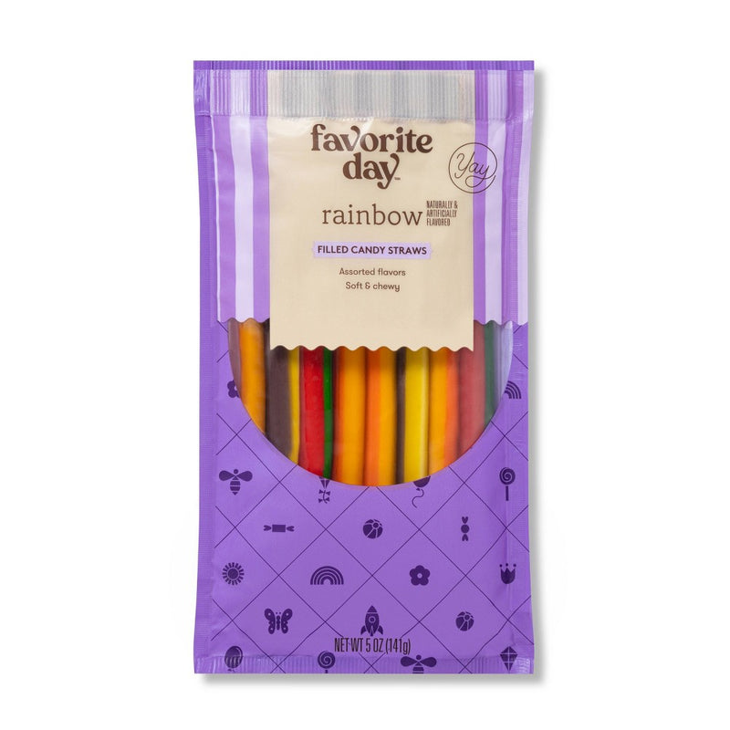 Filled Candy Straws Rainbow Assorted Flavors - 5oz - Favorite Day