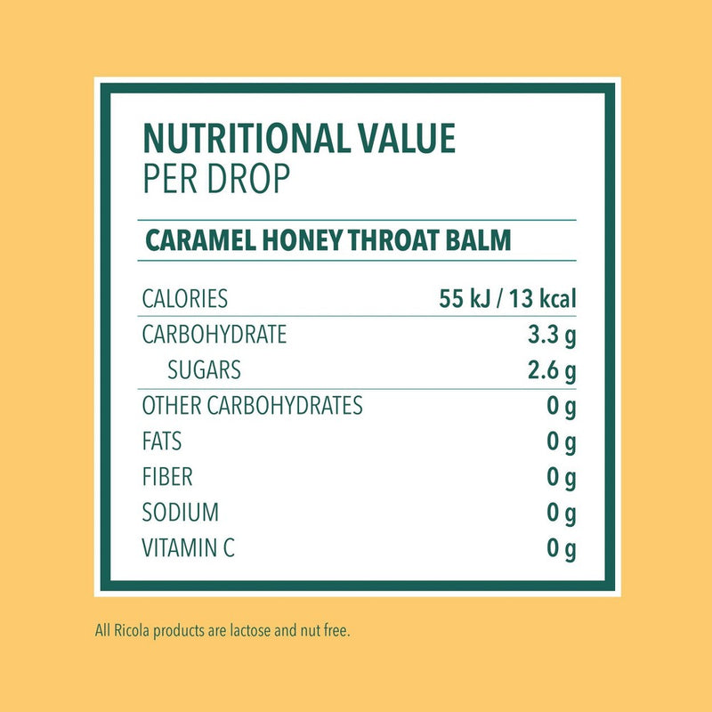 Ricola Caramel Throat Balm Drops - Throat Relief & Protection - 34ct