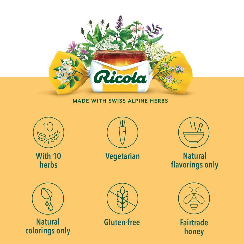 Ricola Caramel Throat Balm Drops - Throat Relief & Protection - 34ct