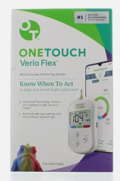 Onetouch Verio Flex Blood Glucose Meter For Sugar Test Kit - EXP: 05/31/2029