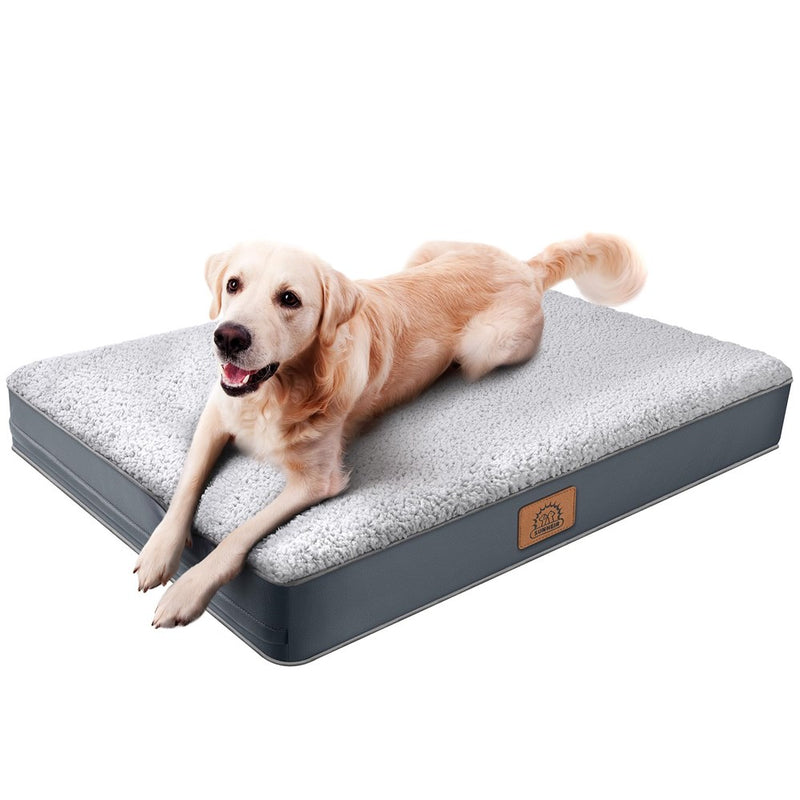 Sunheir Medium Dog Bed Mat, 30''X20''x3'', Orthopedic, Grey, Waterproof, Machine Washable, Egg-Crate Foam