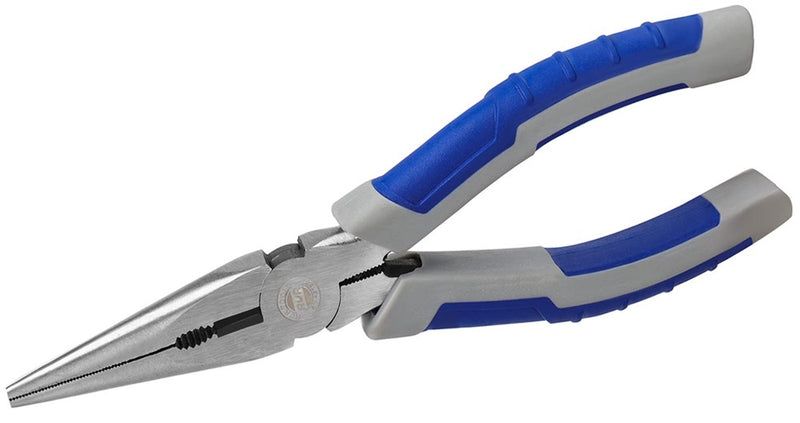 R RUR Premium 8IN Needle Nose Pliers With Side Cutter, Hard Carbon Steel Jaws, Paper Clamp Precision, Long Needle Nose Pliers For Electronics