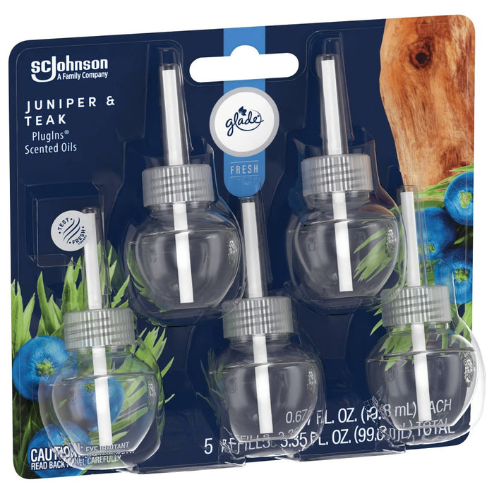 Glade PlugIns Scented Oil Air Freshener Refills Juniper & Teak - 3.35 fl oz/5pk