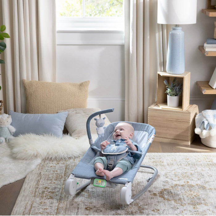 Ingenuity 2-in-1 Happy Belly Rock To Bounce Massage Baby Seat - Chambray (LOCAL PICKUP ONLY)