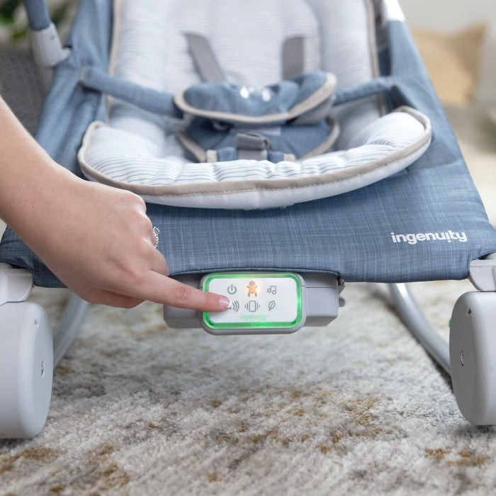 Ingenuity 2-in-1 Happy Belly Rock To Bounce Massage Baby Seat - Chambray (LOCAL PICKUP ONLY)