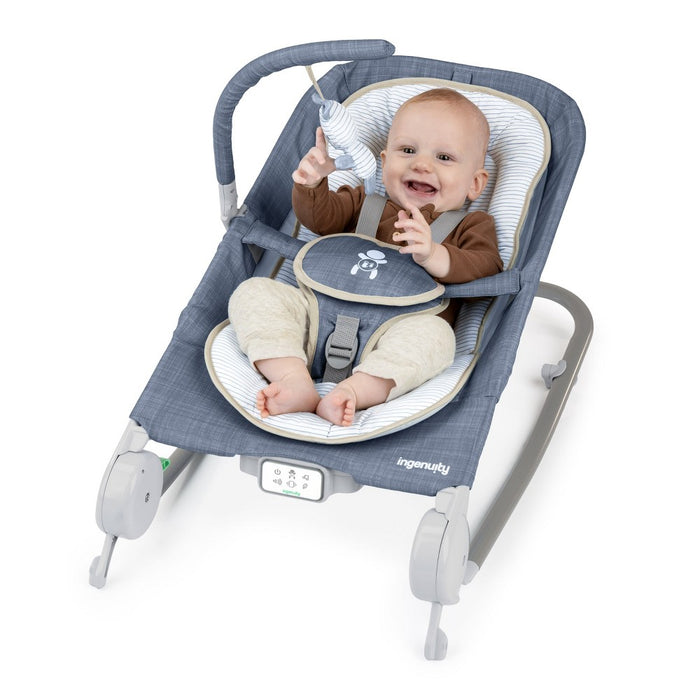 Ingenuity 2-in-1 Happy Belly Rock To Bounce Massage Baby Seat - Chambray (LOCAL PICKUP ONLY)
