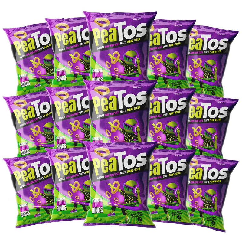 Peatos® - The Craveworthy Upgrade To America's Favorite Snacks - Peatos Crunchy Onion Rings In Snack Sized 0.6 Oz. Bags (15 Pack) Full Of “JUNK FOOD” Flavor And Fun WITHOUT THE JUNK. Peatos Are Pea-Based, Plant-Based, Vegan, Gluten-Free, And Non-GMO.