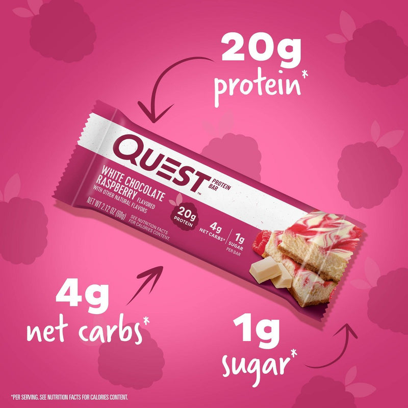 Quest Nutrition 20g Protein Bar - White Chocolate Raspberry - 12ct