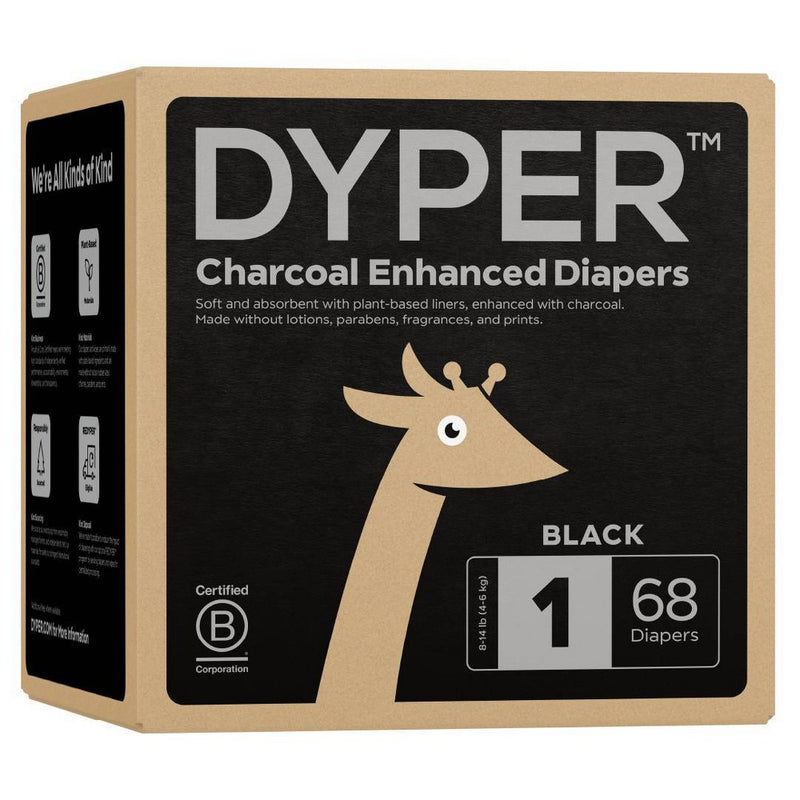 DYPER Charcoal Enhanced Diapers - Size 1 - 68ct