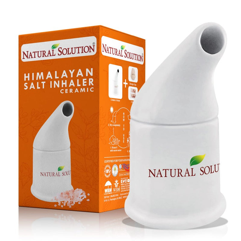 Natural Solution Himalayan Salt Inhaler Ceramic With Himalayan Pink Salt - Natural Salt Inhaler Himalayan For Asthma And Allergy Relief - Handheld Himalayan Salt Inhalers