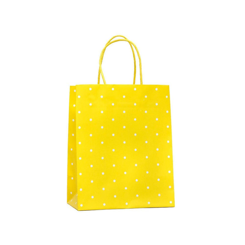 Medium Dotted Gift Bag White/Yellow - Spritz: Easter Celebration, Polka Dot Pattern, Multicolor Paper Bag