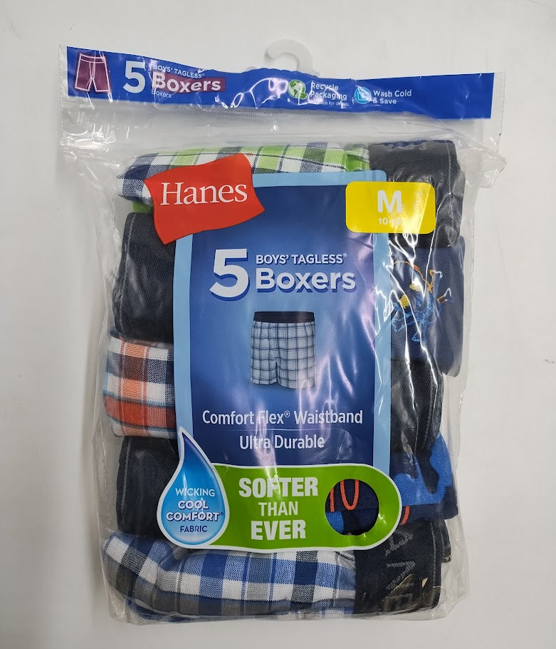 Hanes Boys' 5pk Boxer - Colors May Vary M