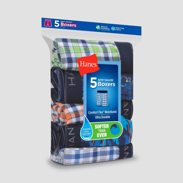 Hanes Boys' 5pk Boxer - Colors May Vary M