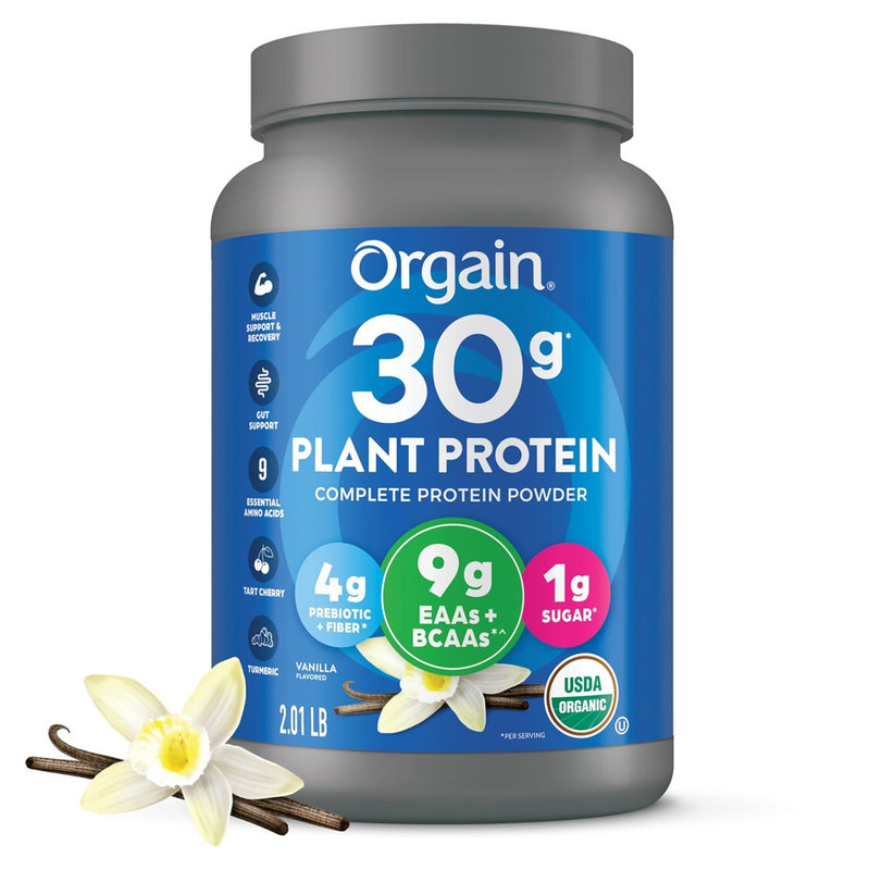 Orgain Organic 30G Vegan Protein Powder, Vanilla, 9G Eaas + Bcaas, Plant Protein, 4G Prebiotic + Fiber, 1G Sugar, Pre-Workout, Muscle Support + Recovery - 2.01Lb (Packaging May Vary)