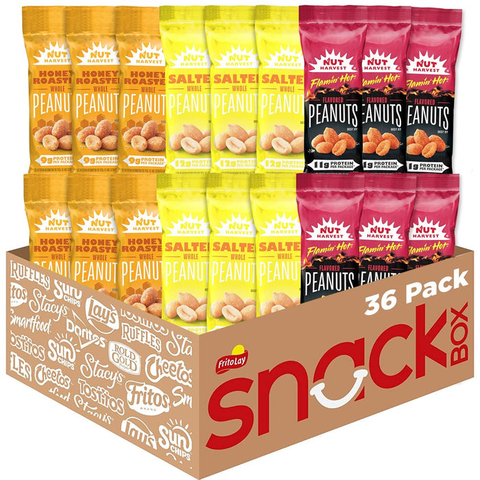 Nut Harvest, 3 Flavor Peanuts Variety Pack, Individual Bags SINGLE